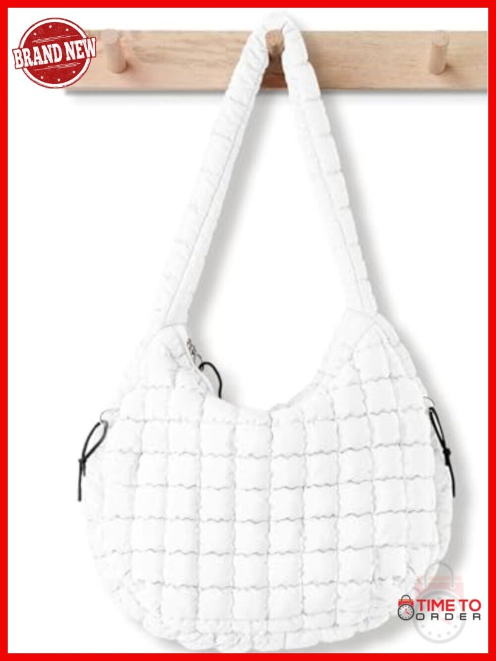 Large Quilted Puffer Tote Bag Crossbody Hobo Handbag with Zipper Pockets
